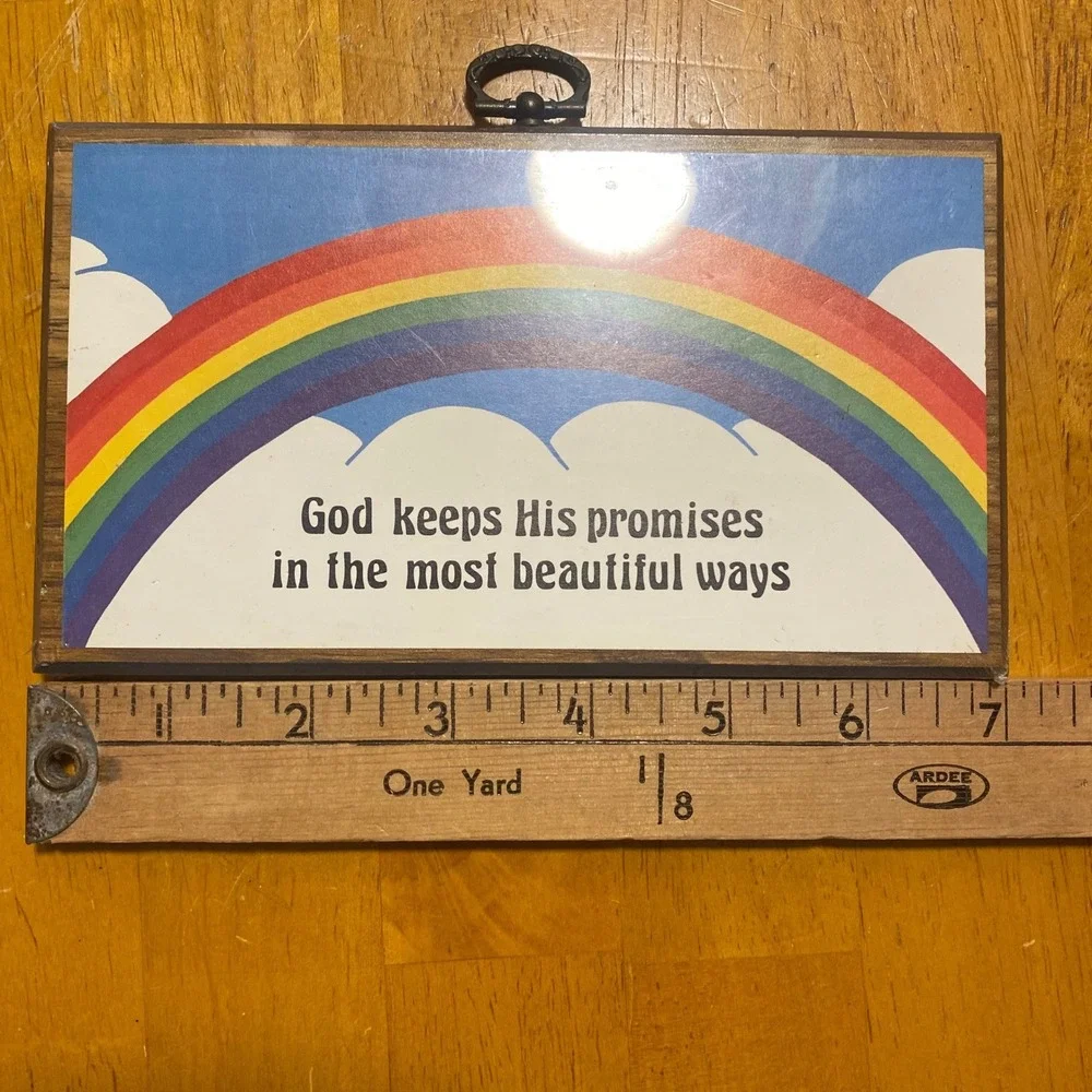 New Northwestern Products Wall Plaque Vintage Rainbow Religious God Promises